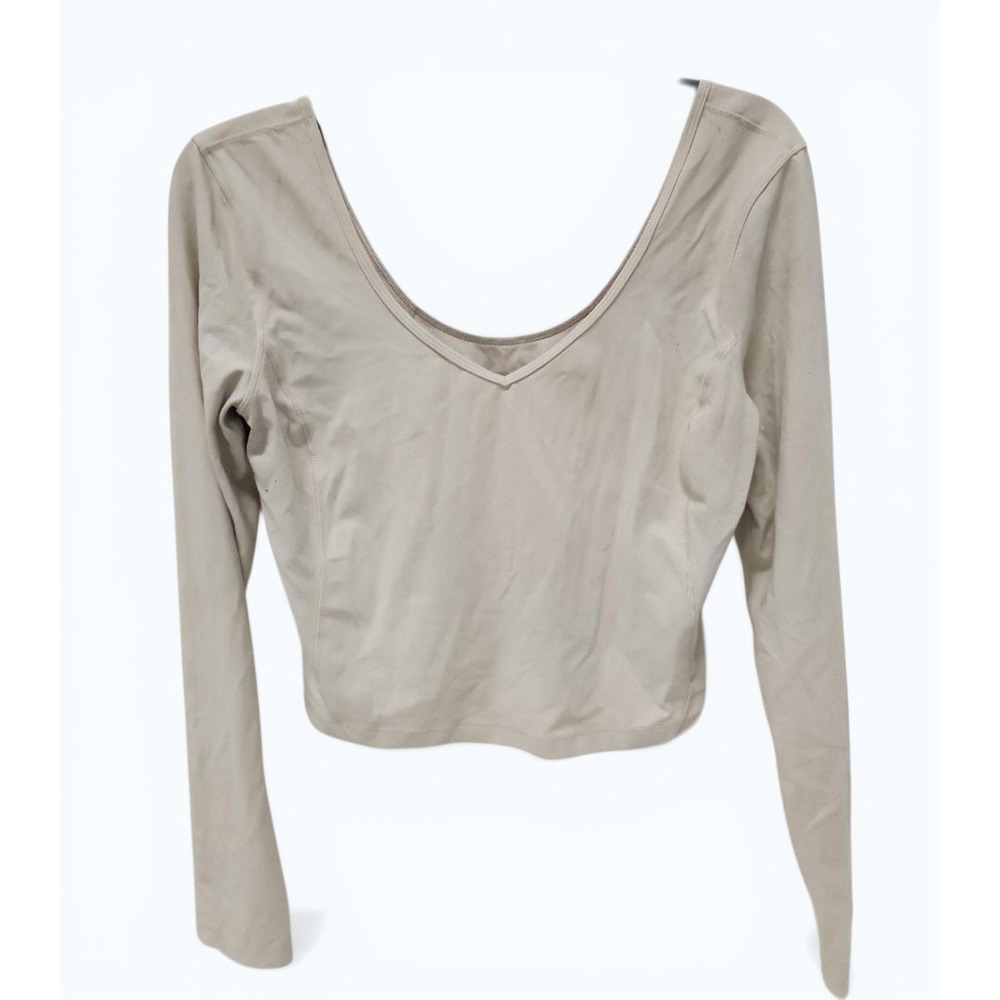 Lululemon Align Long Sleeve Crop Top Womens 8 Beige Scoop Neck Yoga Stretch